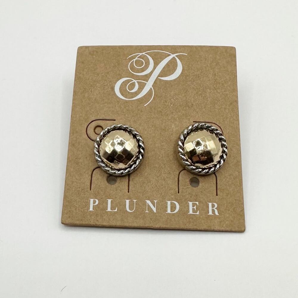 Plunder Studs NWT Earrings Gold Silver Tone Hammered Braid Western Cowgirl Boho